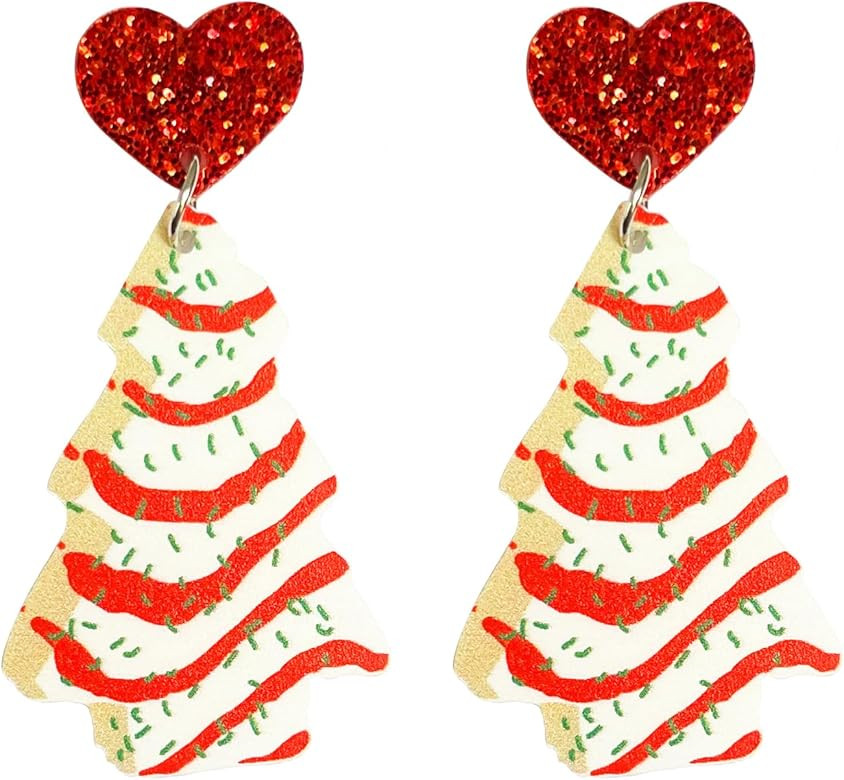 Christmas Tree Earrings Acrylic Christmas Holiday Earrings Colourful Christmas Tree Drop Dangle E... | Amazon (US)