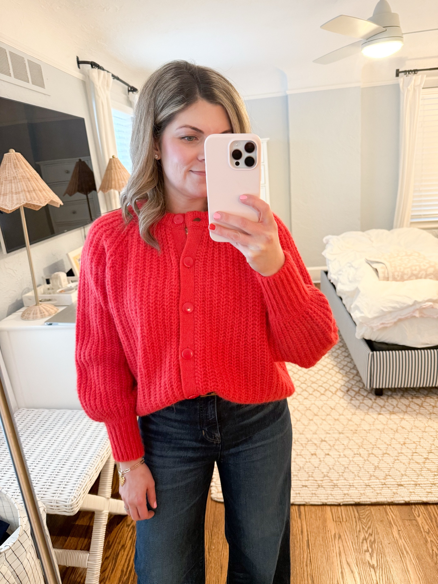 Close up of my red sweater. It’s even prettier in person!!  A cute Valentine’s Day outfit idea 

#LTKStyleTip