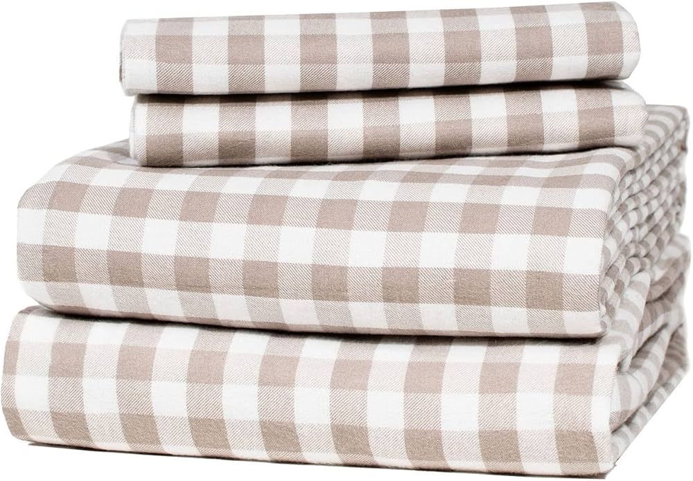 Five Looms - Cozy Flannel Bed Sheet Set, 100% Cotton Flannel Sheets with Deep Pockets, All Around... | Amazon (US)