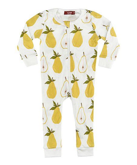 White & Yellow Pears Organic-Cotton Playsuit - Infant | Zulily