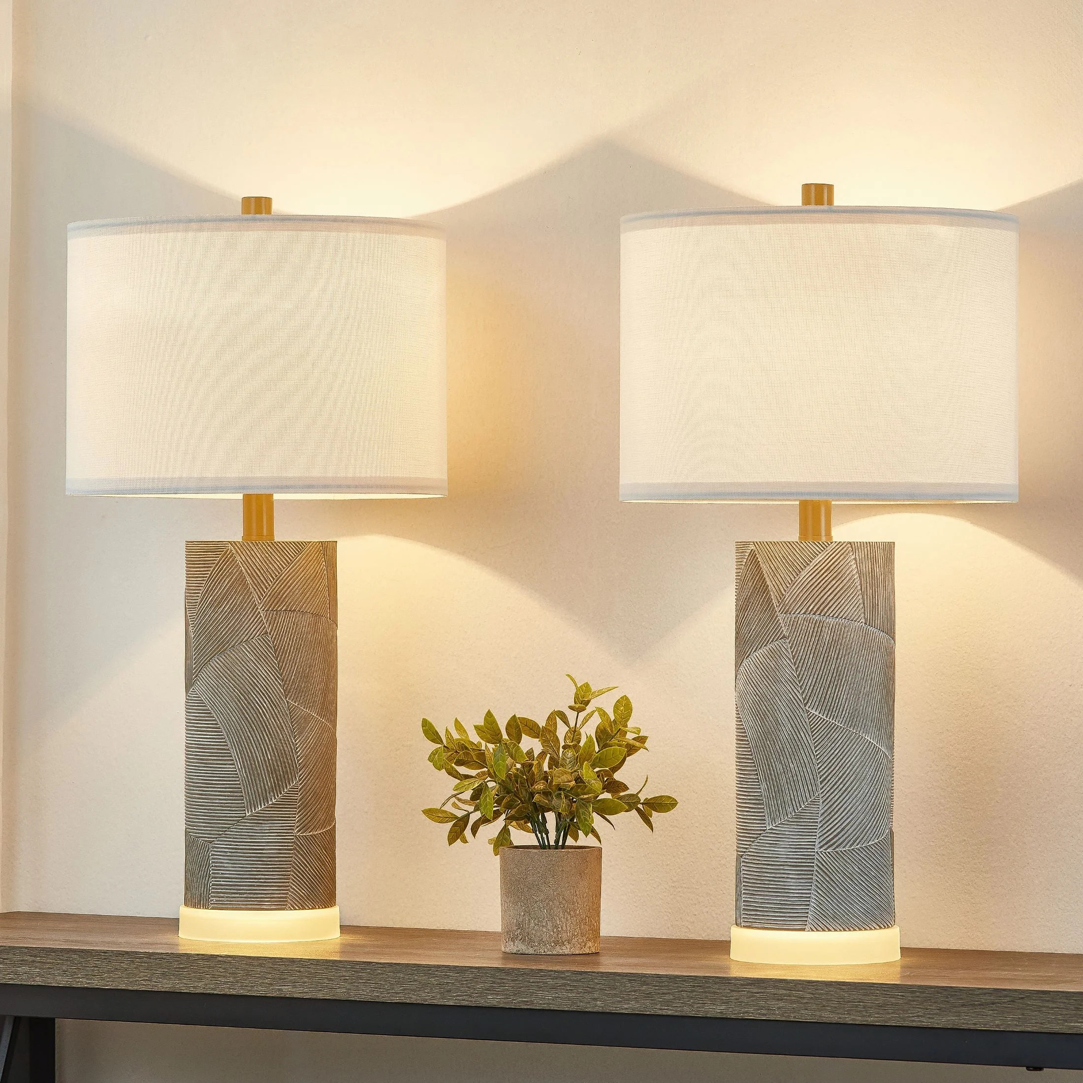 Kawoti 23" Farmhouse Table Lamp Set for Living Room, with LED Bulbs | Walmart (US)