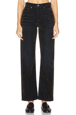 RE/DONE 90s High Rise Loose Jeans in Brown Flocked - Brown. Size 30 (also in ). | FWRD 