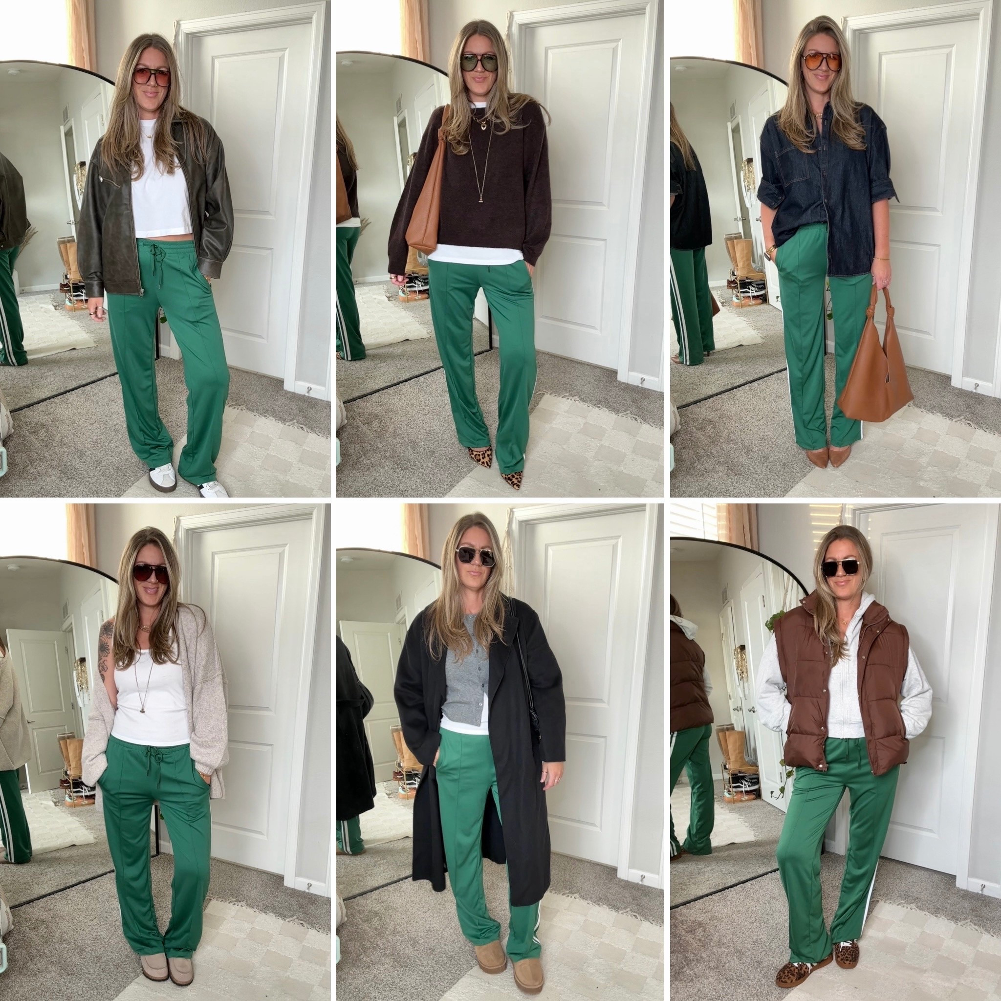 Track pants - fall outfits 🍁 Wearing a large tall/34” (they are longer than 34”) 

✨large tee, large leather jacket, 11 sneakers
✨large mens white tee, large brown sweater, 11 pumps 
✨XL denim shirt, 11 pumps 
✨large tank, large cardigan, 11 mules
✨large cardigan, large tall coat, 11 slippers (more colors and up to size 12!)
✨xl hoodie, large vest, 11 sneakers 


#LTKMidsize #LTKOver40 #LTKTall