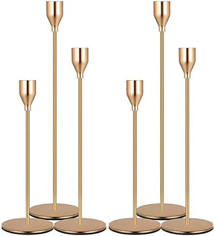 Denique Candlestick Holders 2 Sets, 6 PCS French Gold Taper Candle Holders, Candlestick Holders S... | Amazon (US)