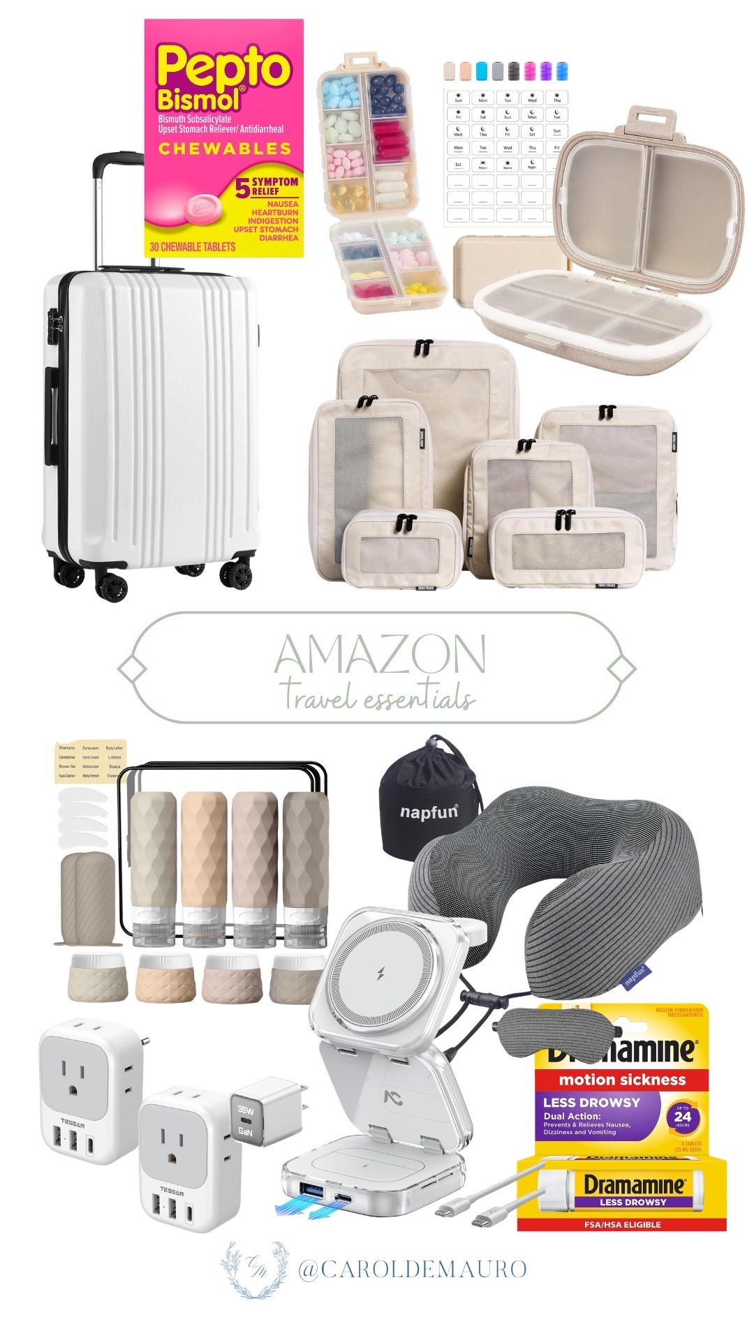 Stay organized on your next trip with these Amazon travel essentials that keep everything from your tech to your toiletries in place! From a sleek white hardshell suitcase and packing cubes to a memory foam neck pillow and multi-port charger, these finds ensure you travel with total ease.

amazon finds, travel organization, jetsetter, packing tips, tech gadgets, medicine kit, mom hacks, packing cubes

#LTKootd #LTKU #LTKSeasonal