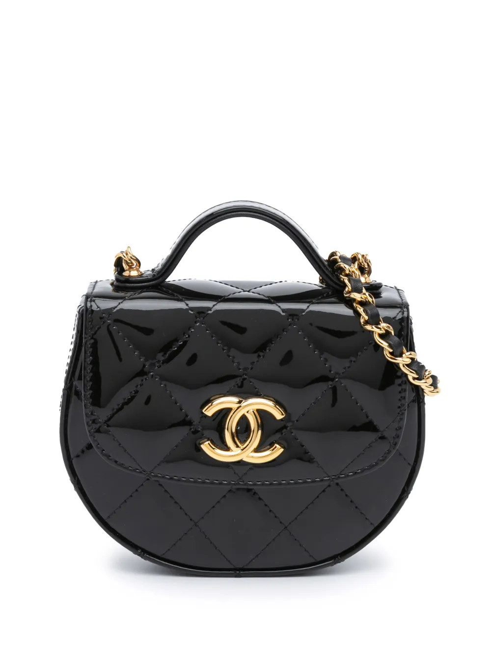CHANEL Pre-Owned 2021-2024 Mini CC Quilted Patent Leather Top Handle Clutch With Chain Satchel | ... | Farfetch Global
