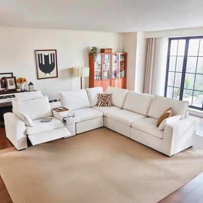 5-seater Oversized Modular Sofa Comfy Cloud Couch With Storage, Chenille Deep Convertible Sectional Sleeper Sofa Bed, Pet Friendly Covers Washable | Wayfair North America