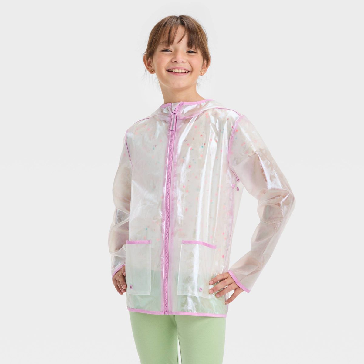 Kids' Star Printed Rain Coat - Cat & Jack™ Clear | Target