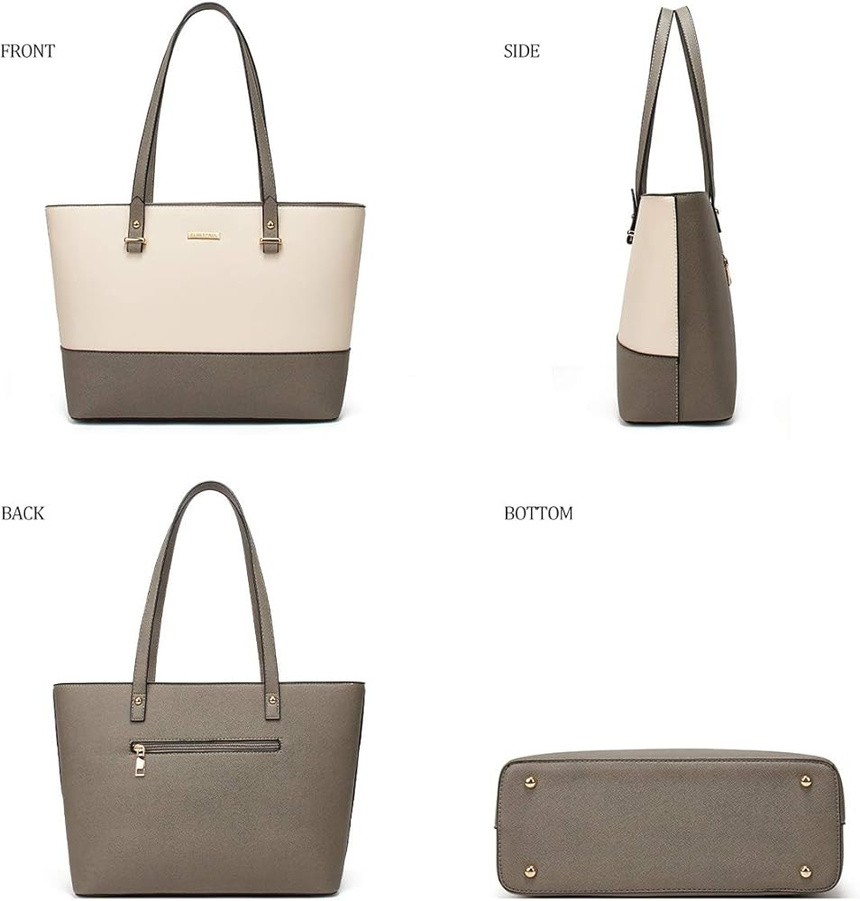 Women Fashion Synthetic Leather Handbags Tote Bag Shoulder Bag Top Handle Satchel Purse Set 4pcs | Amazon (US)