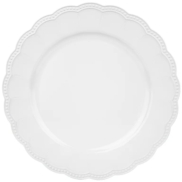 Koyal Wholesale 13" Matte White Beaded Scallop Charger Plates, Bulk Set of 4 Acrylic Plastic | Walmart (US)