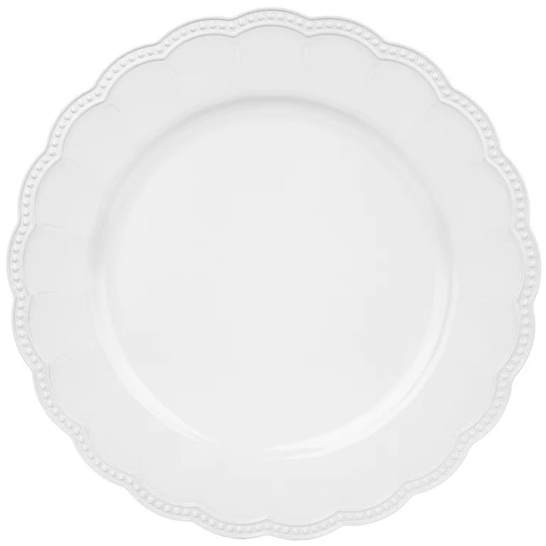 Koyal Wholesale 13" Matte White Beaded Scallop Charger Plates, Bulk Set of 4 Acrylic Plastic | Walmart (US)