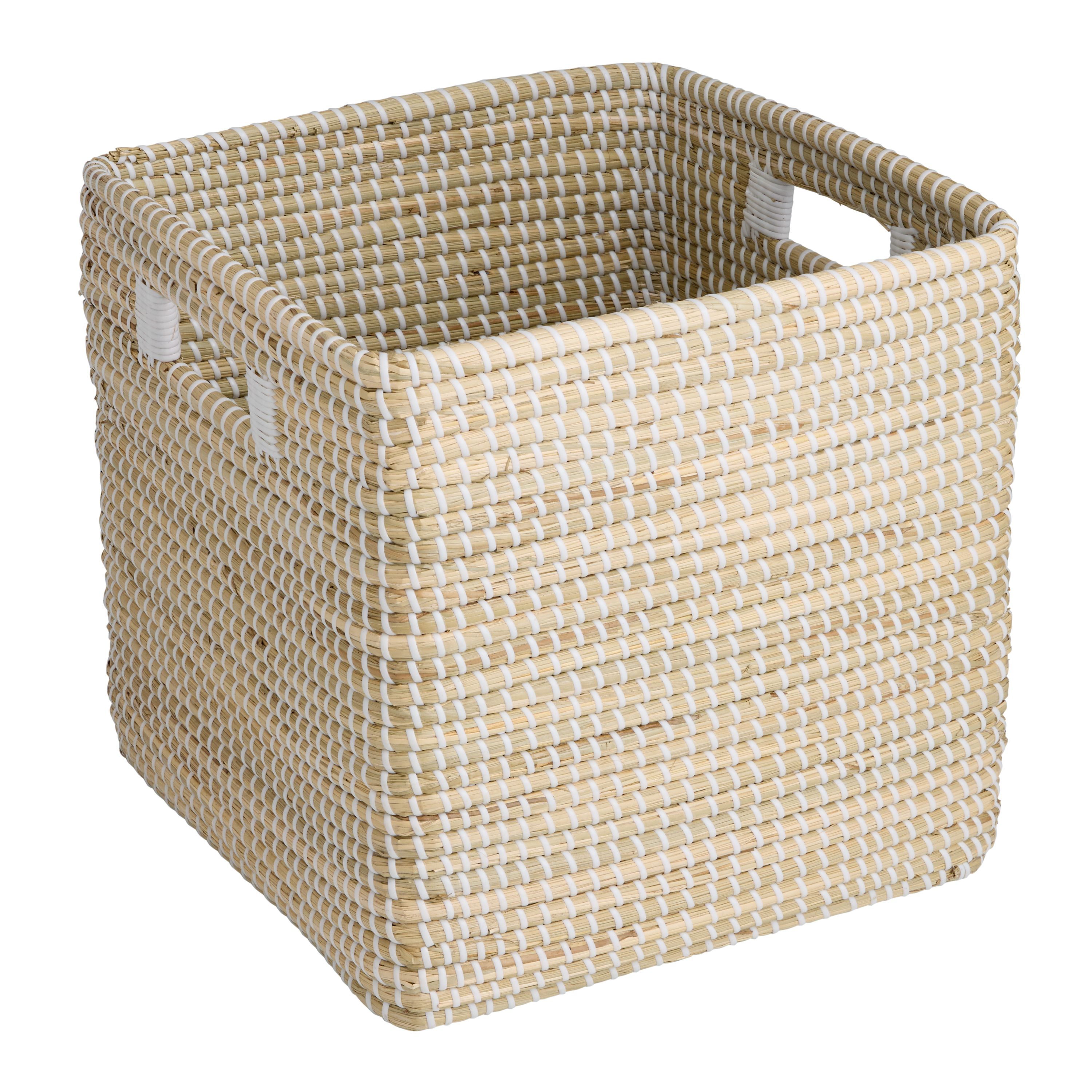 Adira White and Natural Seagrass Utility Basket Cube - World Market | World Market