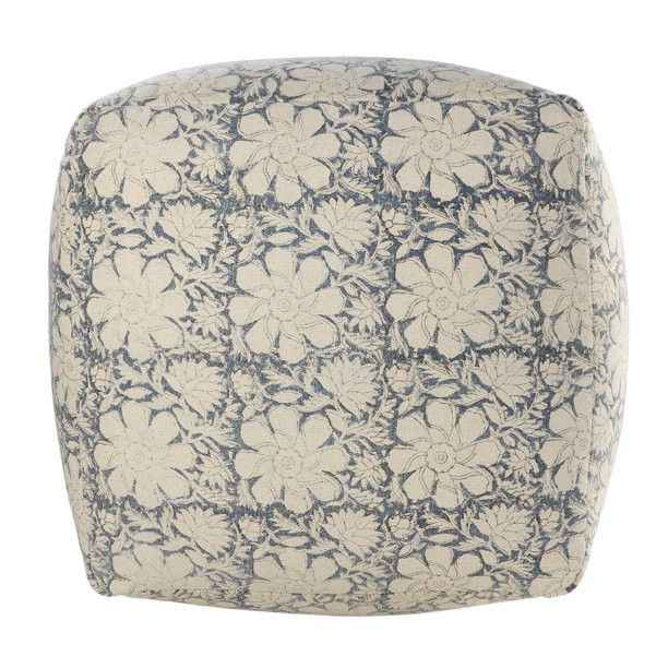 Lr Home Floral Handmade Polyester,Cotton Poufs, Off-White,Blue - Walmart.com | Walmart (US)
