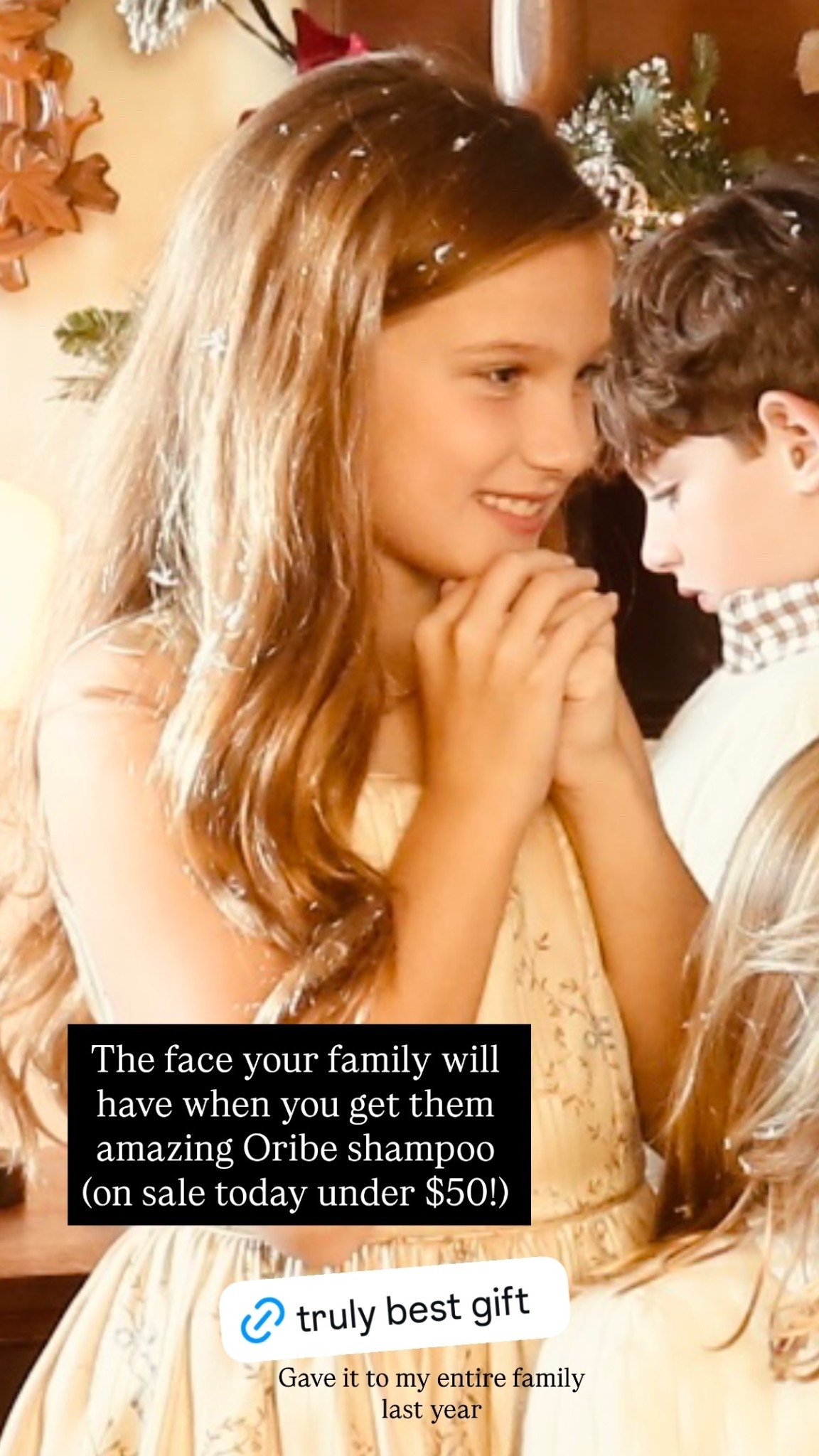 The face your family will have when you get them amazing Oribe shampoo (on sale today under $50!) Gave it to my entire family last year