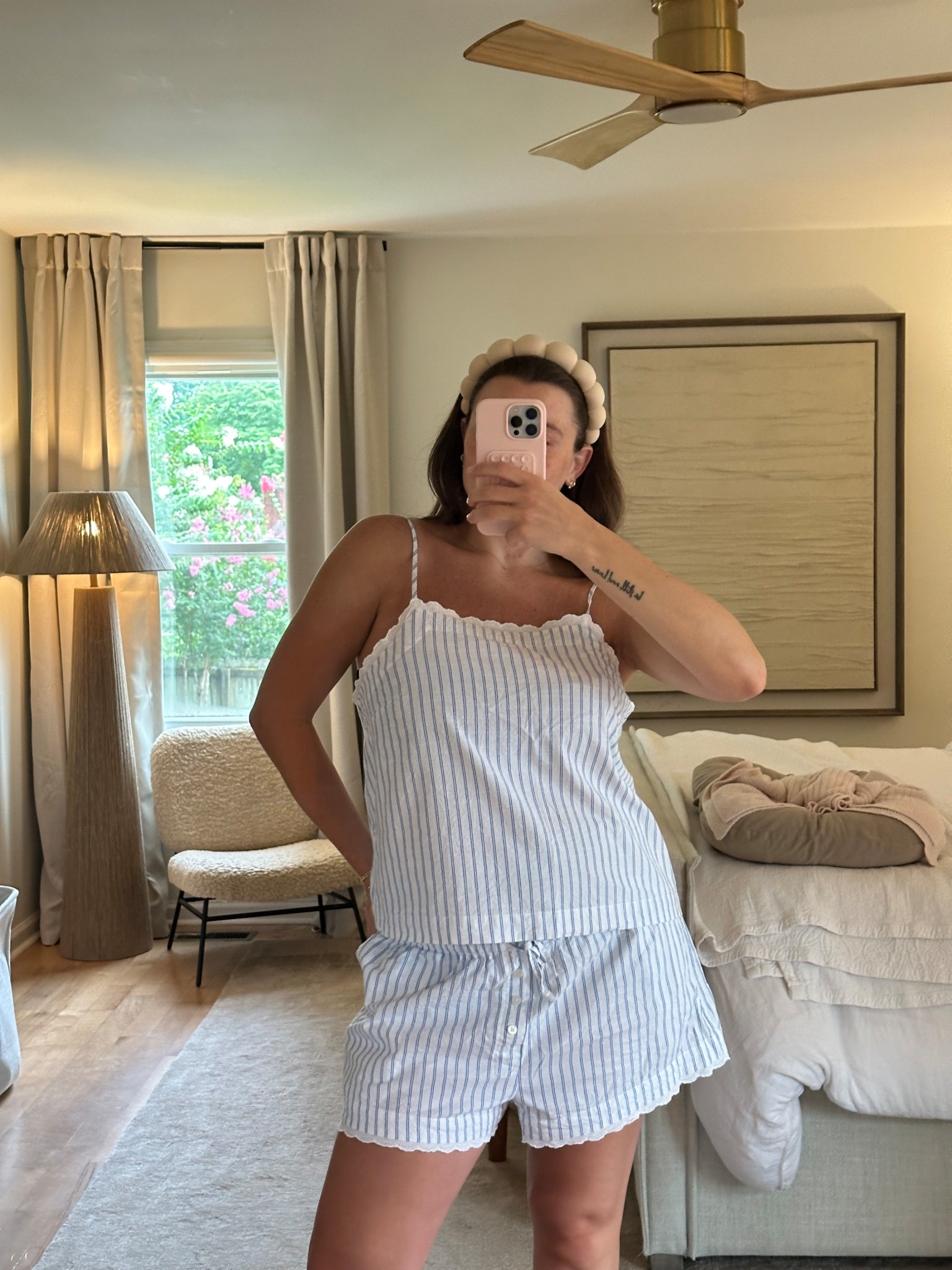 Matching pjs sets have made me feel put together during my first week of postpartum 🫶🏼