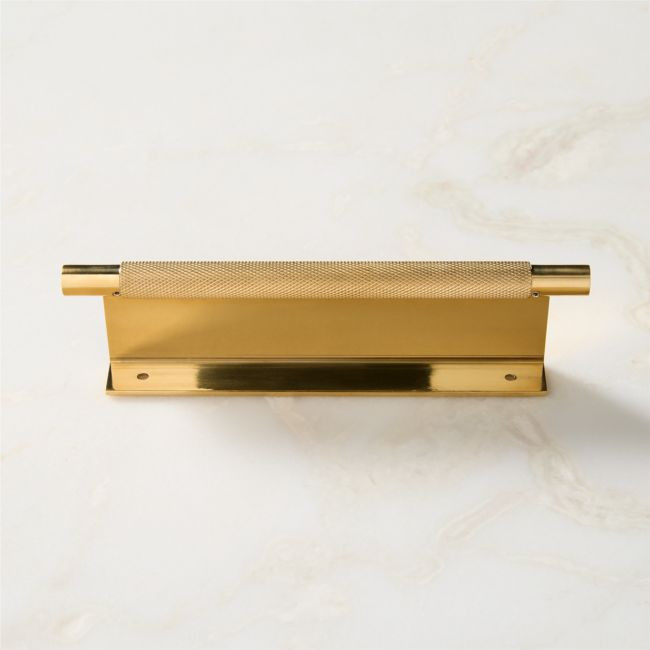 Nicolo Knurled Unlacquered Brass Drawer Pull 7 | CB2