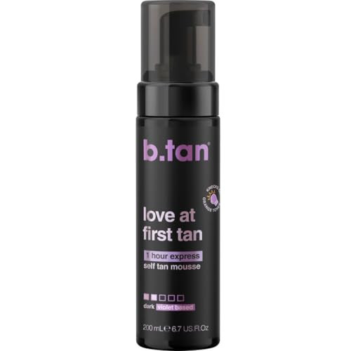 b.tan Violet Base Self Tanner Mousse | Love At First Tan - Best, 1 Hour Express Sunless Tanning Foam, Cancels Orange Tones, Dark Bronzing Glow, No Fake Tan Smell, Face & Body, 6.7 Fl Oz | Amazon (US)