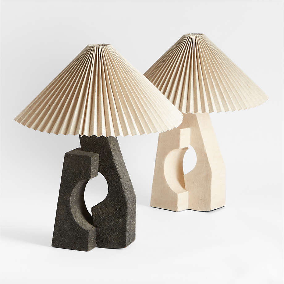 Ruins Black Ceramic Sculptural Table Lamp with Pleated Shade by Athena Calderone | Crate & Barrel | Crate & Barrel