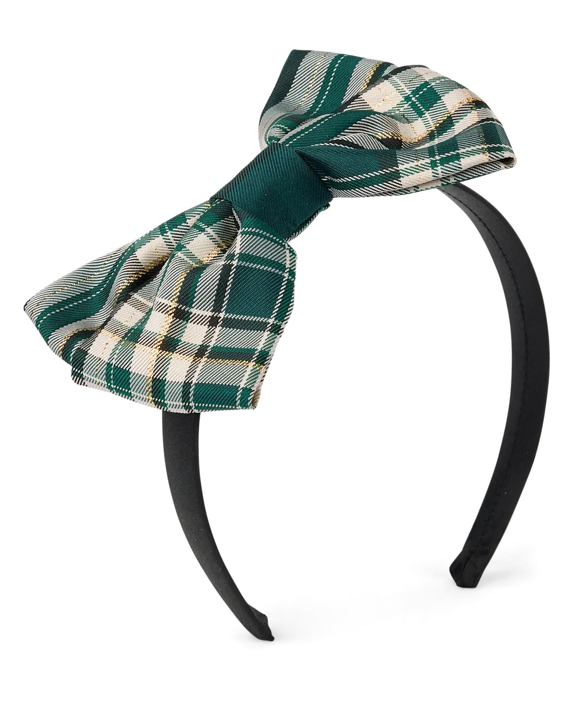 Girls Plaid Satin Bow Headband - green | The Children's Place