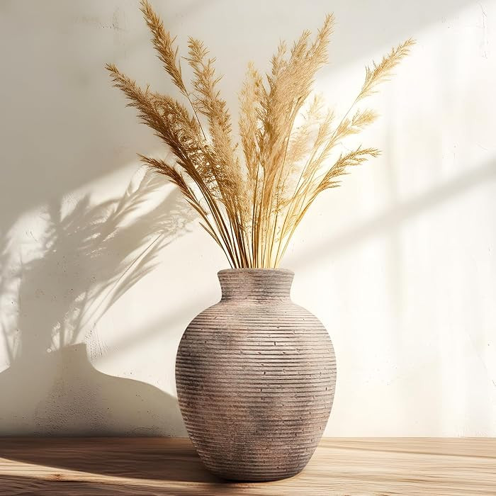 Ceramic Flower Vase, 7.4 Inch Tall Farmhouse Table Decor, Vintage Rustic Vases for House, Kitchen, Living Room, Bedroom,Fireplace, Book Shelf | Amazon (US)