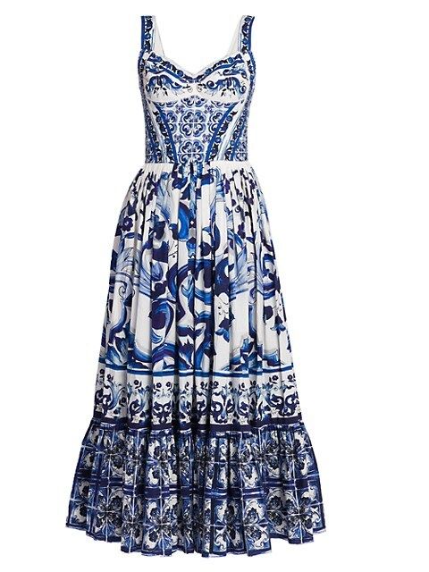 Blu Mediterraneo Painterly Fit & Flare Maxi Dress | Saks Fifth Avenue