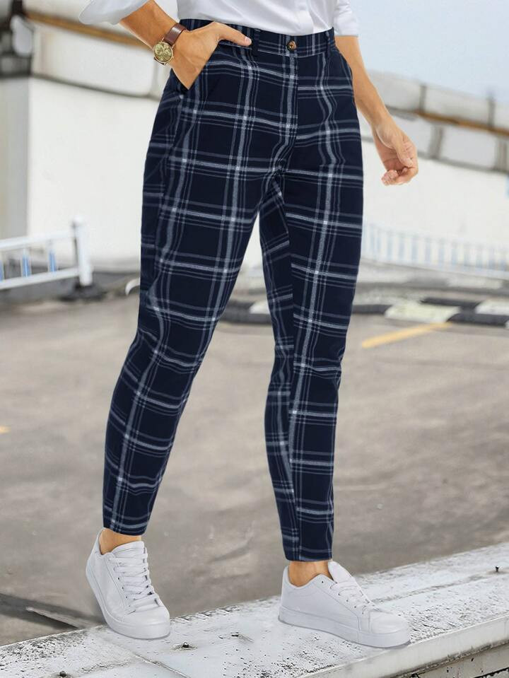 Manfinity Mode Men Plaid Slant Pocket Pants | SHEIN