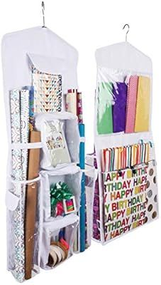 Regal Bazaar Double-Sided Hanging Gift Bag and Gift Wrap Organizer (White) | Amazon (US)