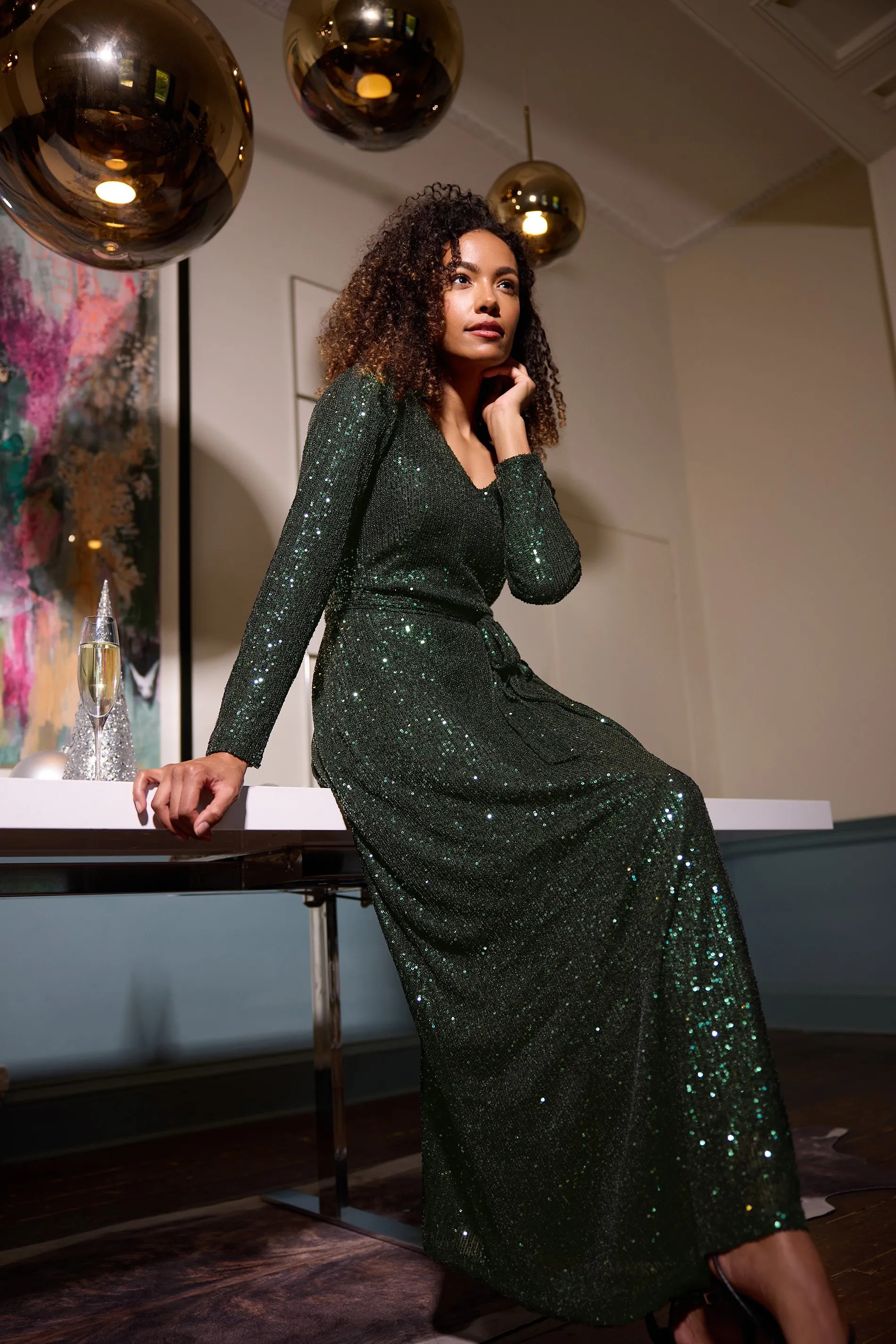 Dresses | Sequin V-Neck Maxi Dress | M&Co | Debenhams UK