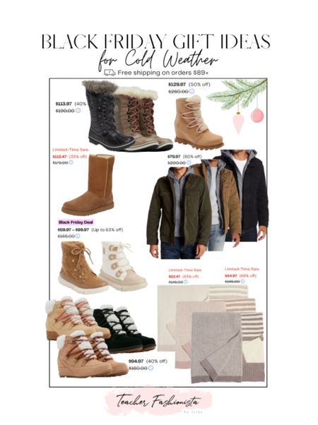 Gift ideas on Black Friday sales for people in the cold weather — sorel, barefoot dreams, snow boots, waterproof boots, and coats!

#LTKCyberWeek #LTKGiftGuide #LTKsalealert