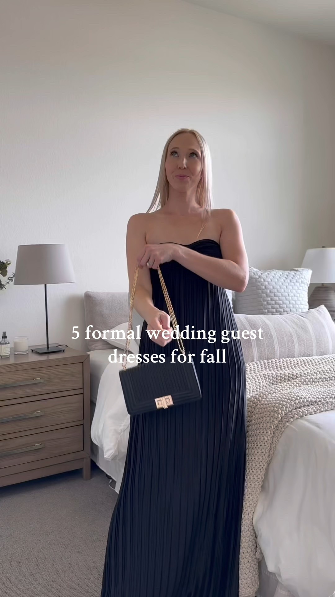 Formal wedding guest dresses 🖤

Black satin maxi dress. I’m wearing a size XS and it fits true to size. Silicone lining on the top part so it stays in place. Love that it’s not tight in the stomach area, so you don’t have to worry about it being constricting!

Pleated tiered midi dress - XS

One shoulder maxi dress with slit - XS. So flattering!

Strapless black maxi dress - XS, thicker material great for a fall or winter wedding

Light blue strapless satin maxi dress - XS

I’ll share a few more of my favorite black wedding guest dresses and fall wedding guest dresses below! ✨

Formal dress, formal wedding guest dresses, formal wedding, formal wedding guest dress, wedding formal guest dresses, black dress, black tie wedding, black tie wedding guest dress, black tie event, black tie dress

#LTKWedding #LTKParties #LTKStyleTip