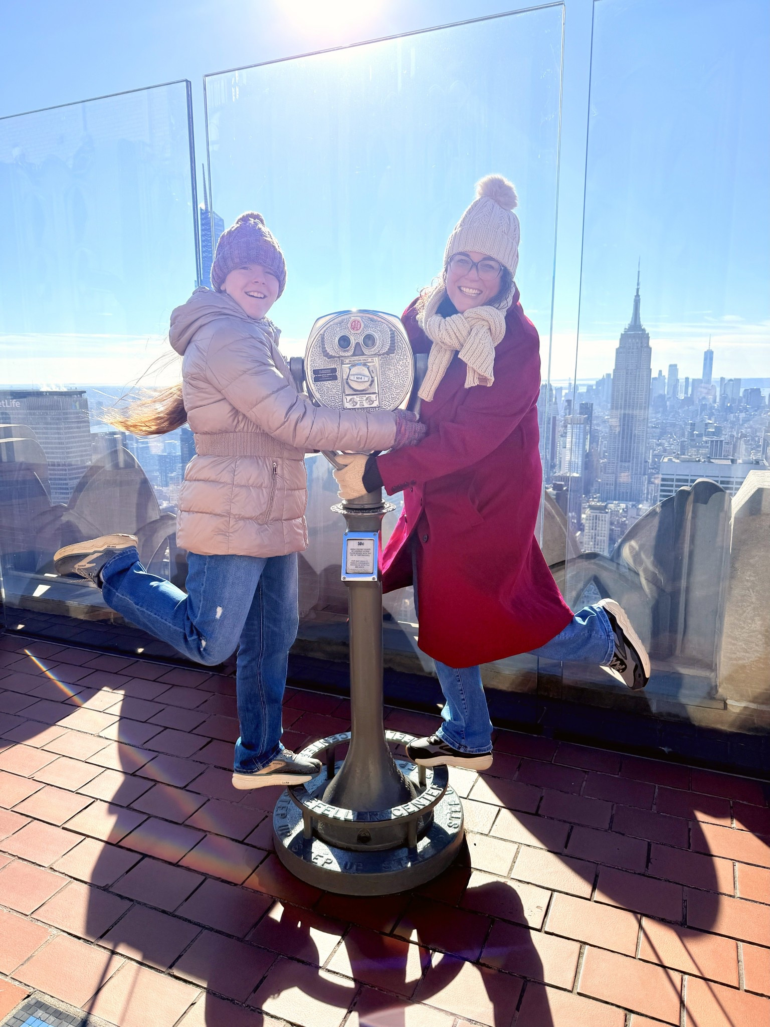 I have zero regrets about wearing this fun, festive , and warm coat to NYC! It made all of the photos and videos pop and it kept me toasty all week long. Plus, the pockets were big enough to hold the hat and gloves when I wasn’t wearing them! Ps - wear comfortable walking shoes to NYC. Trust me. 