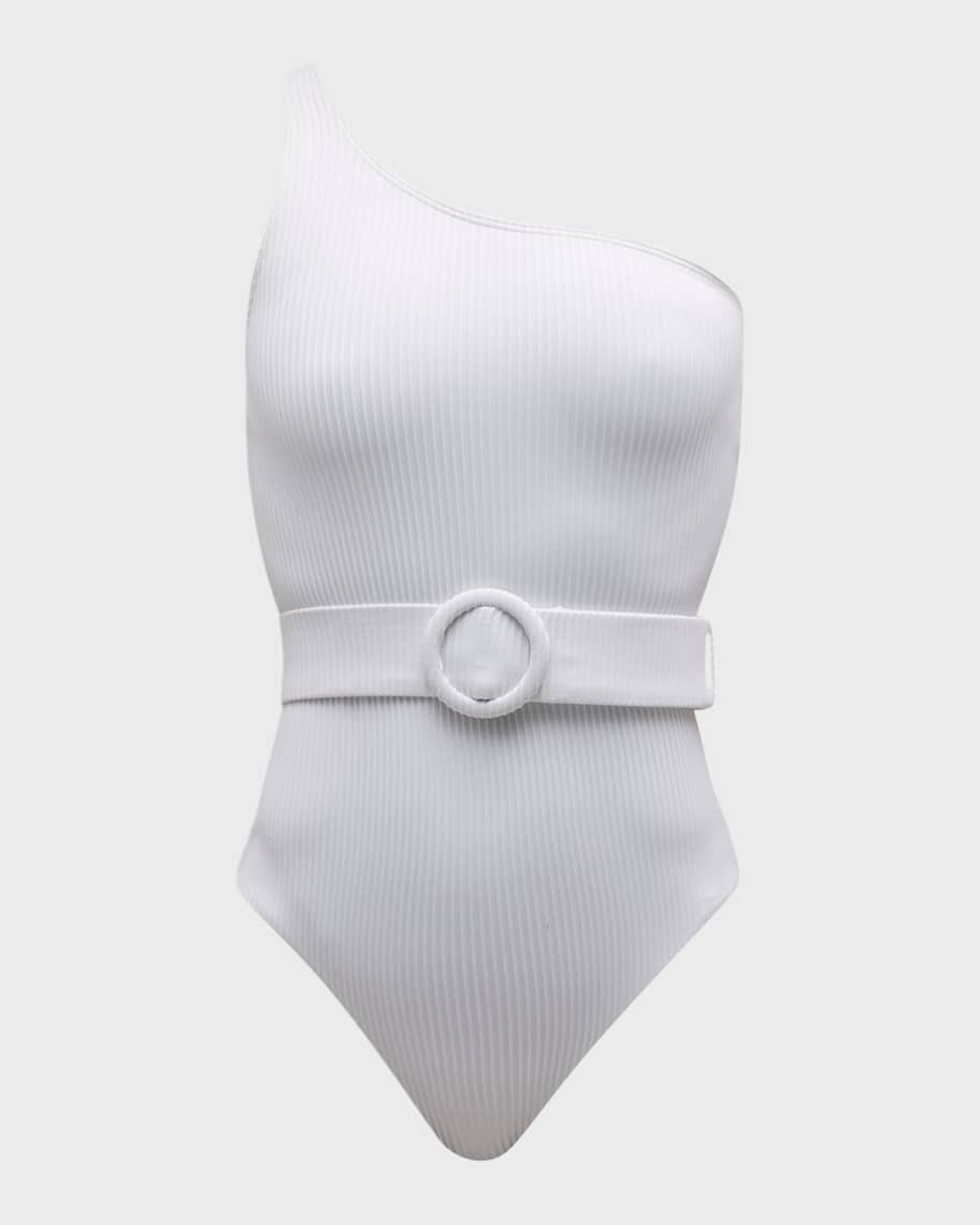 Alexandra Miro Davina Asymmetric Belted One-Piece Swimsuit | Neiman Marcus