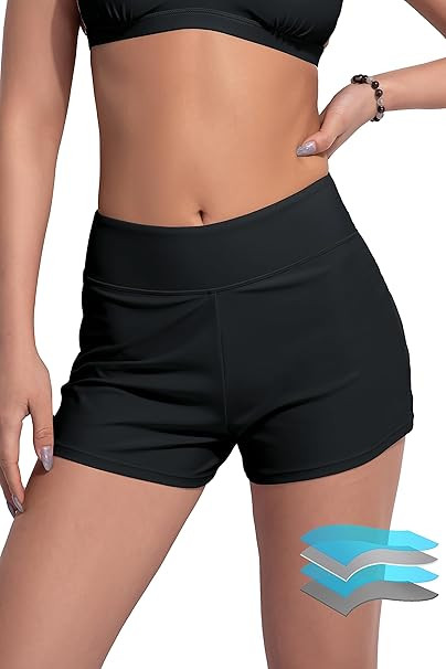 Beautikini Period Swimwear Menstrual Leakproof Swim Shorts Quick Dry 3" High Waist Bathing Suit B... | Amazon (US)