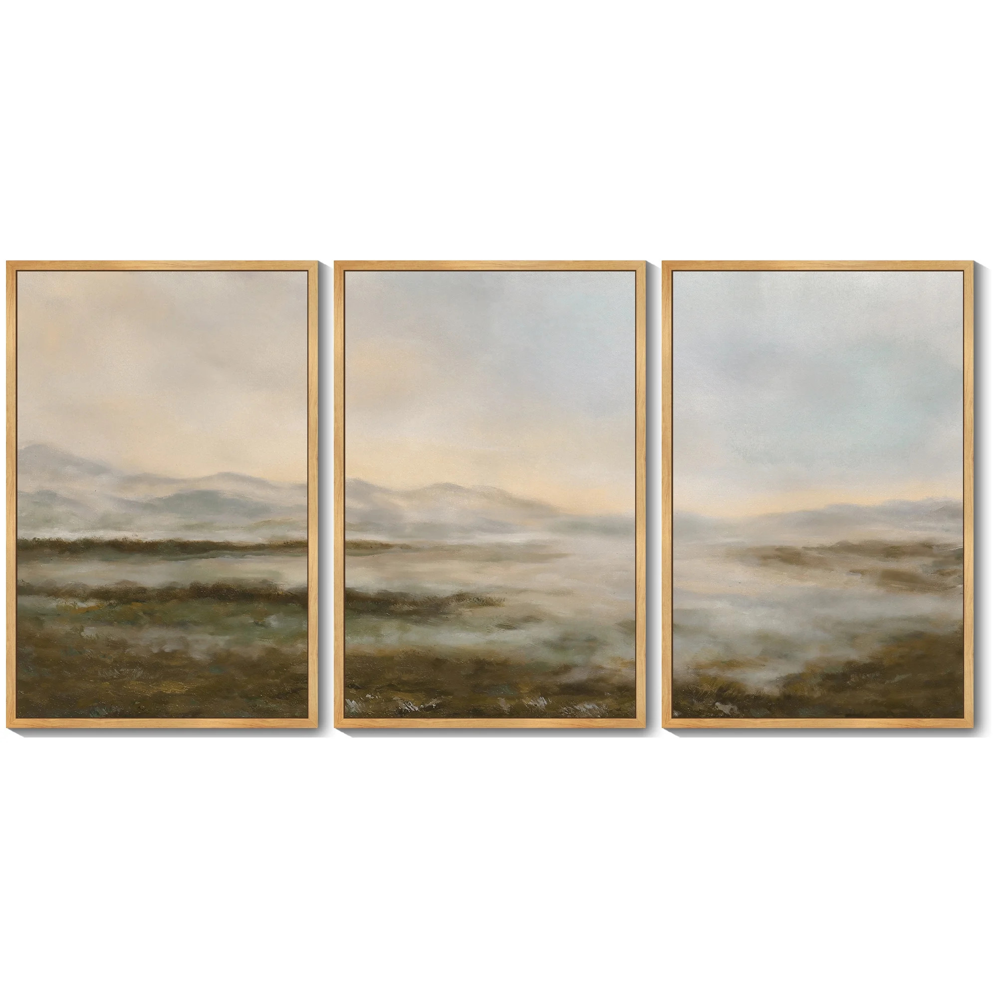 Drsoum Landscape 16x24in3pcs Brown Framed Canvas Wall Art Vintage Dusk in The Forest Classic Pain... | Walmart (US)