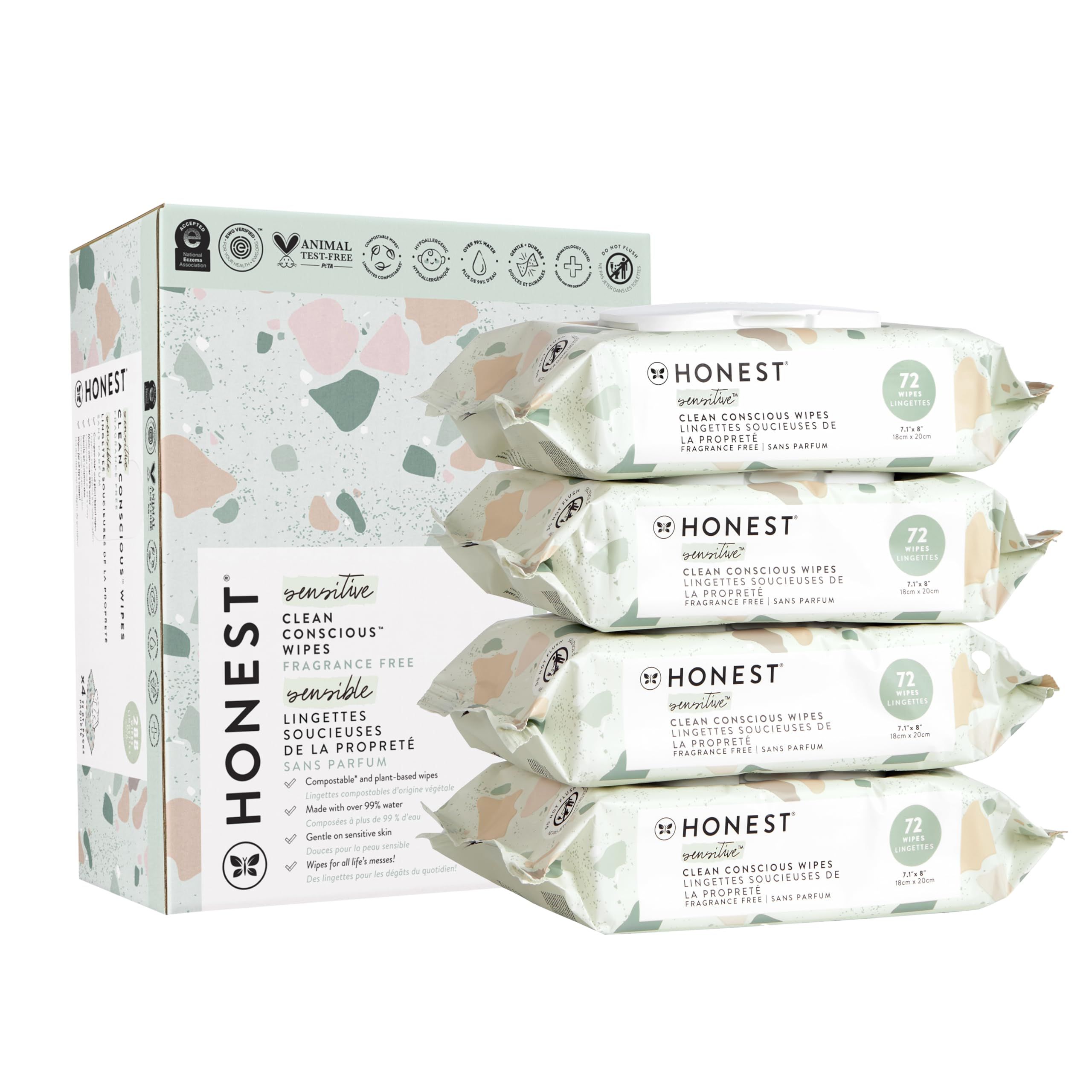 The Honest Company Clean Conscious Unscented Wipes | Over 99% Water, Compostable, Plant-Based, Ba... | Amazon (US)