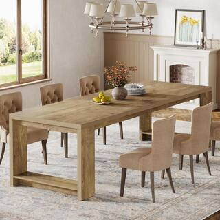 BYBLIGHT Extra Long Rectangular Wood 86.61 in. 4-Legs Dining Table Seats 6-8, Farmhouse Narrow Ki... | The Home Depot