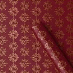 30" 25 sq ft Christmas Roll Wrap Gold Snowflakes on Dark Red - Wondershop™ | Target