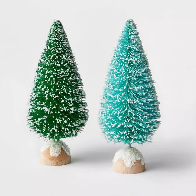 2ct 6" Decorative Sisal Bottle Brush Tree Set Blue/Green - Wondershop™ | Target