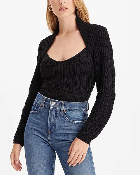 Ribbed Scoop Neck Long Sleeve Sweater | Express