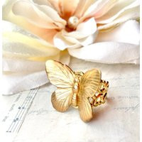Butterfly Ring Big Gold Jewelry Fairy Woodland Wedding | Etsy (US)