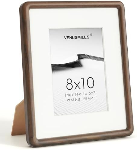 8x10 Picture Frame, Solid Walnut Wood Frame with Mat for 5x7 Photo | Amazon (US)
