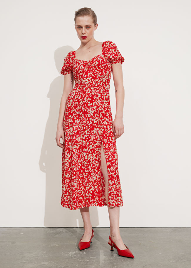 Fließendes Midikleid mit Puffärmeln | & Other Stories (DE + FR)