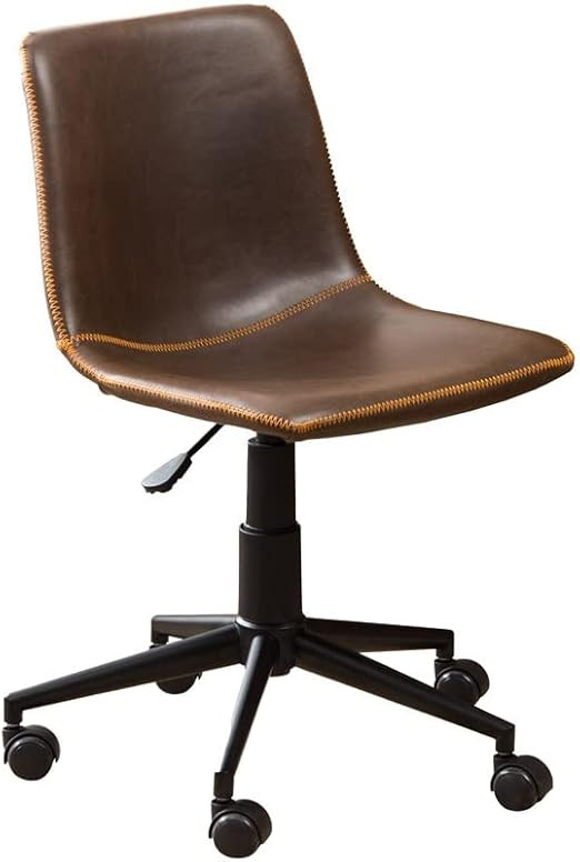 Roundhill Furniture Cesena Faux Leather 360 Swivel Air Lift Office Chair, Brown | Amazon (US)
