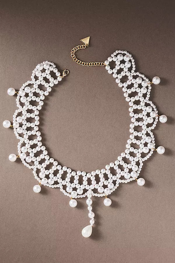 Hand-Woven Lace Freshwater Pearl Choker | Anthropologie (US)