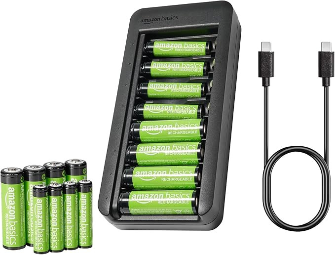 Amazon Basics Rechargeable NiMh Battery with Bay Charger, 8 AAA 800mAh + 8 AA 2000mAh, No AC Powe... | Amazon (US)
