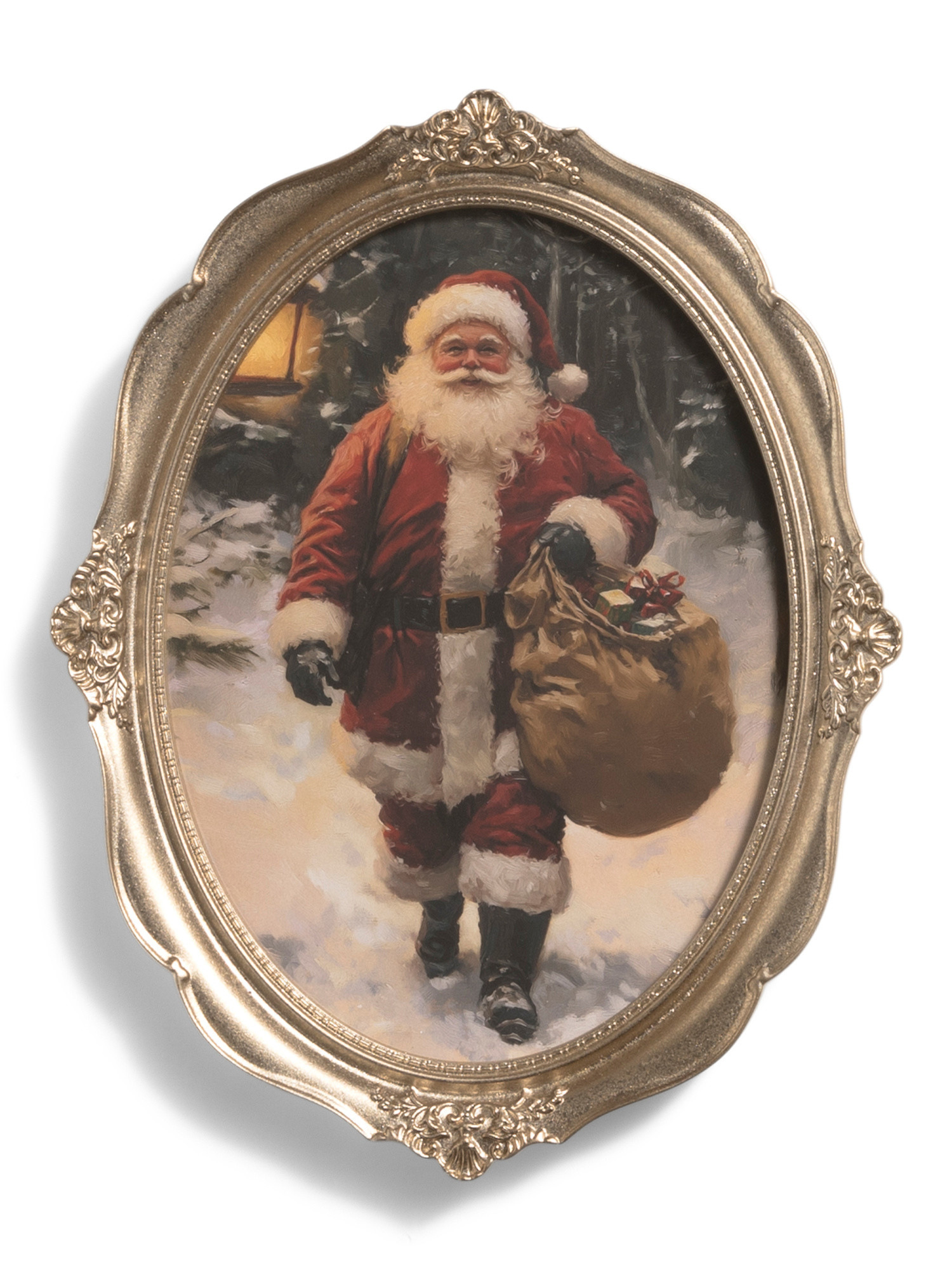 11x14 Santa With Bunch Gifts Oval Wall Art | Marshalls