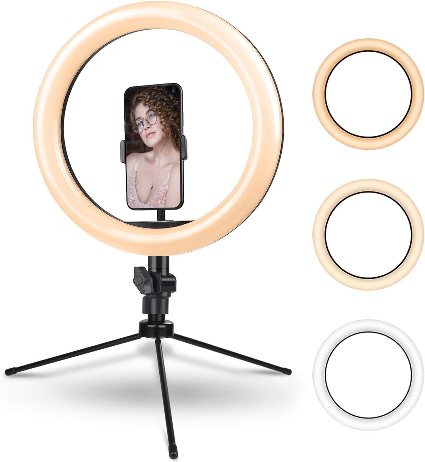 10.2 Inch Ring Light with Stand - Rovtop LED Camera Selfie Light Ring with iPhone Tripod and Phone H | Amazon (US)
