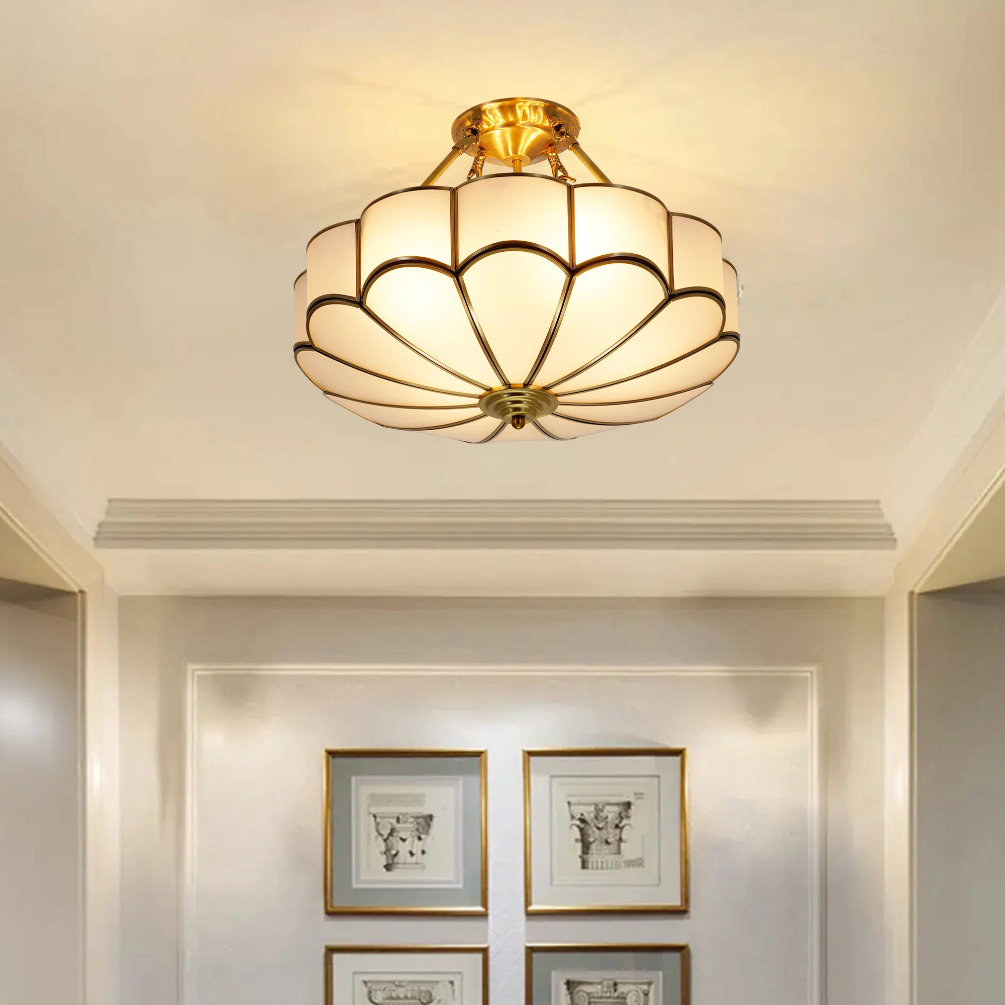 Everly Quinn 4 Light Dimmable 18.5 '' Urn / Bowl Semi Flush Ceiling Light & Reviews | Wayfair | Wayfair North America