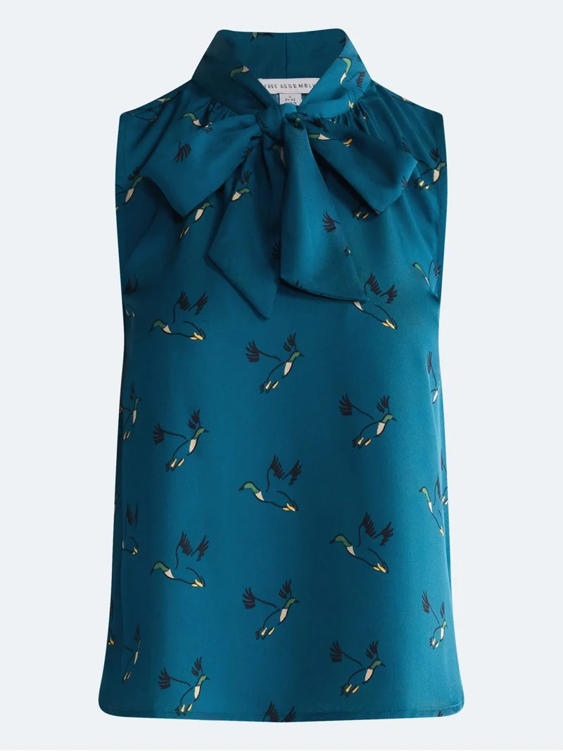 Free Assembly Women's and Women's Plus Sleeveless Tie Neck Top, Sizes XS-4X | Walmart (US)