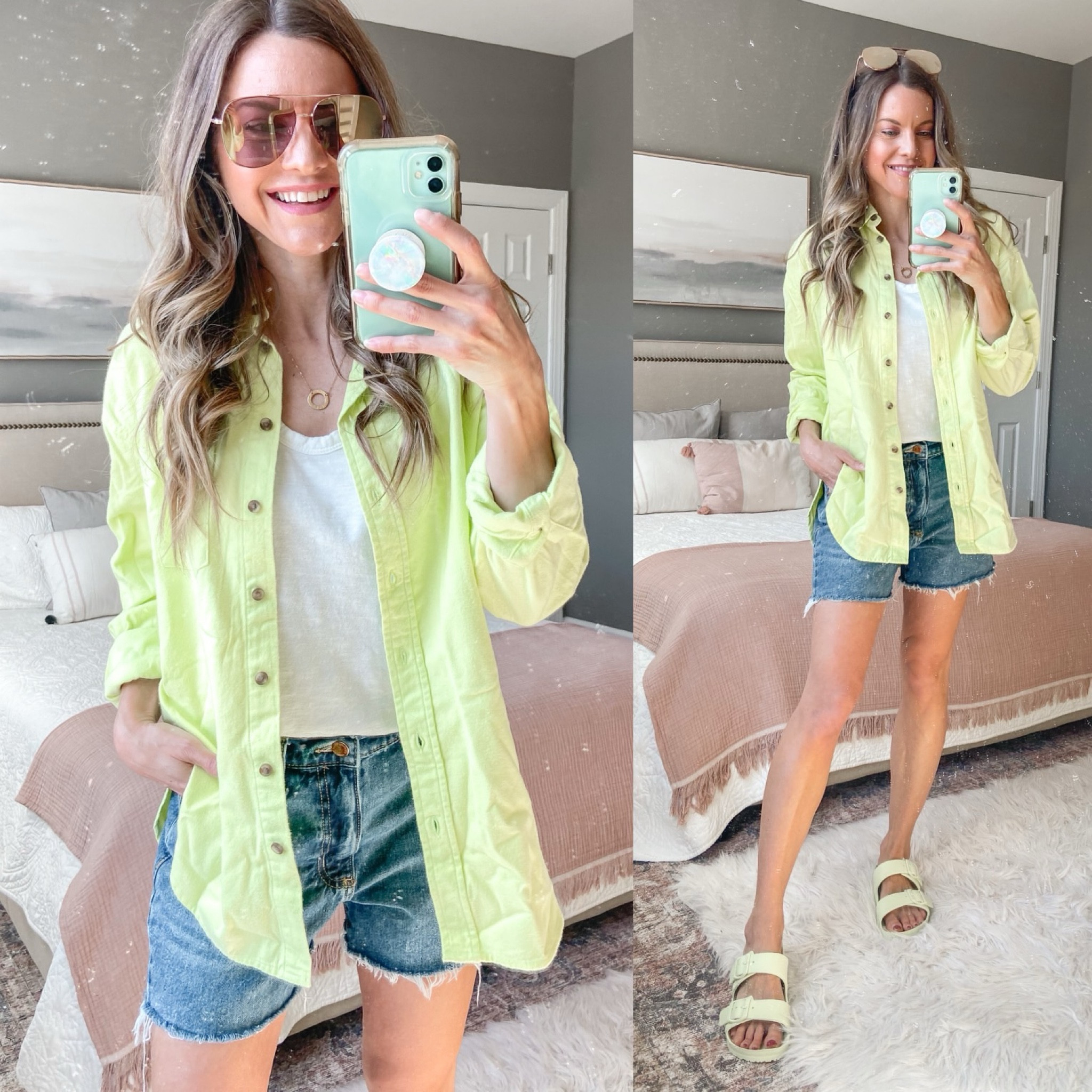 Springtime bright green button-down shirt outfit. Target spring outfits.

#LTKSeasonal #LTKxTarget #LTKfindsunder50
